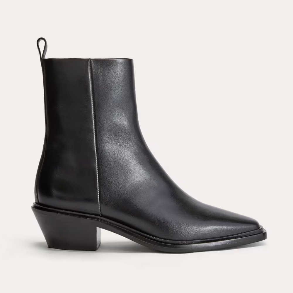 Everlane Black Leather Heeled Ankle Boots
